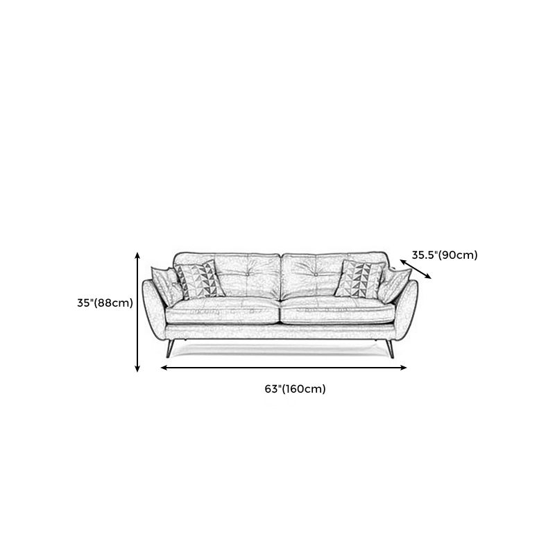 Genuine Leather Flared Arm Sofa Modern Jewel-tuft Wood Legs Sofa