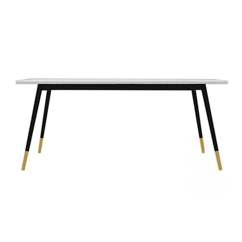 Mesa de comedor rectangular industrial de metal Mesa de comedor de piedra sinterizada con patas de metal