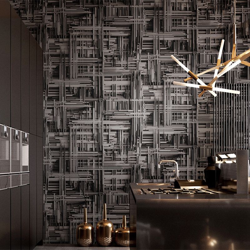Industrial Grey  Metallic Wallpaper 3D Print 57.1 sq ft. Non-Pasted Decorative Wall Covering