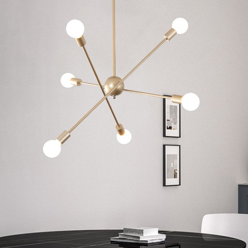 Lampadario lineare soggiorno lampadario a 6 teste a sospensione modernista la luce del soffitto in ottone