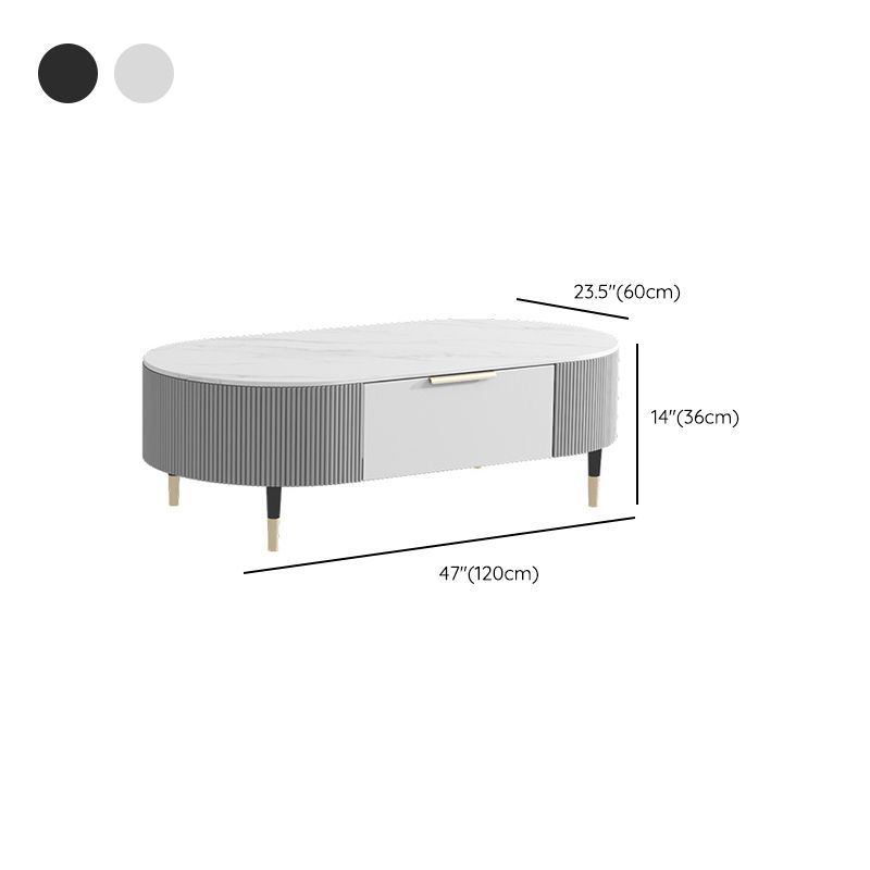 Glam Cocktail Table White 4 Legs Storage Coffee Cocktail Table