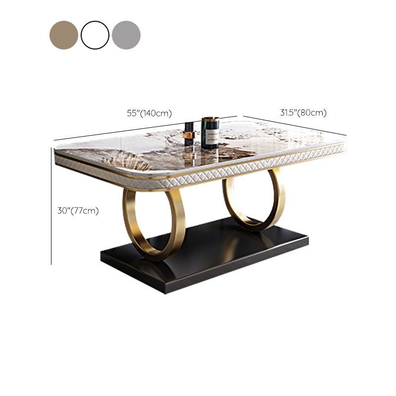 Rectangular Table Sintered Stone Dining Table with Stainless Steel Frame