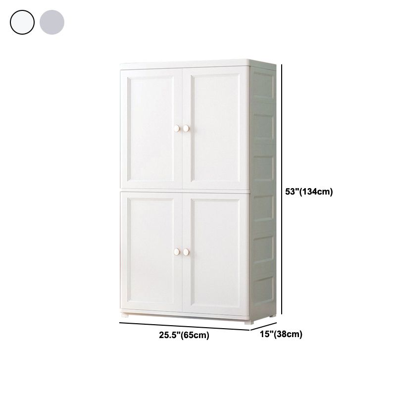 White and Grey Wardrobe Armoire Contemporary Plastic Wardrobe