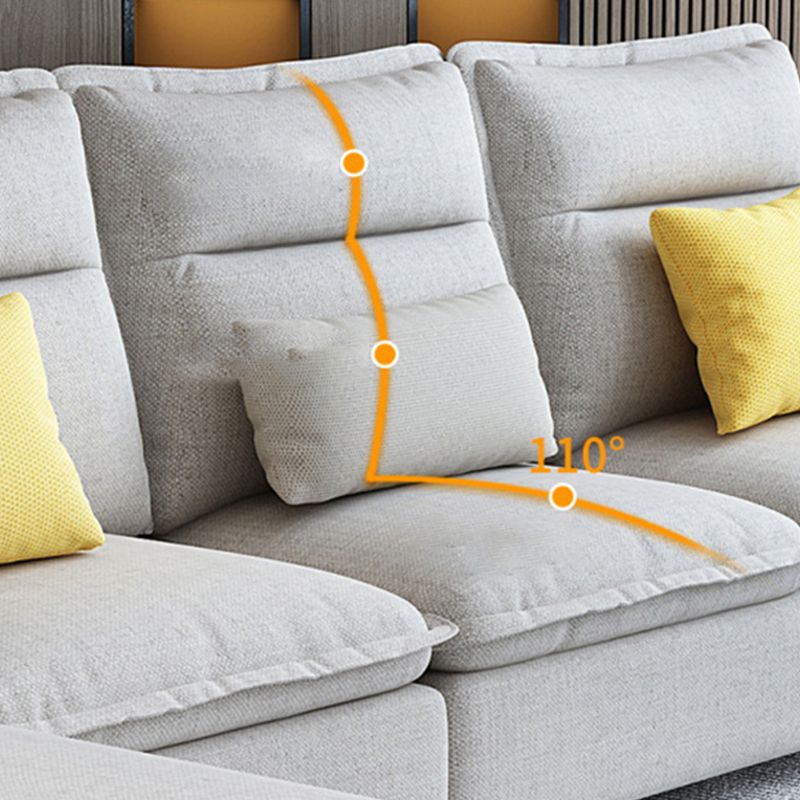 Modern Pillow Back Sectional Sofa Linen Sloped Arm Sectional