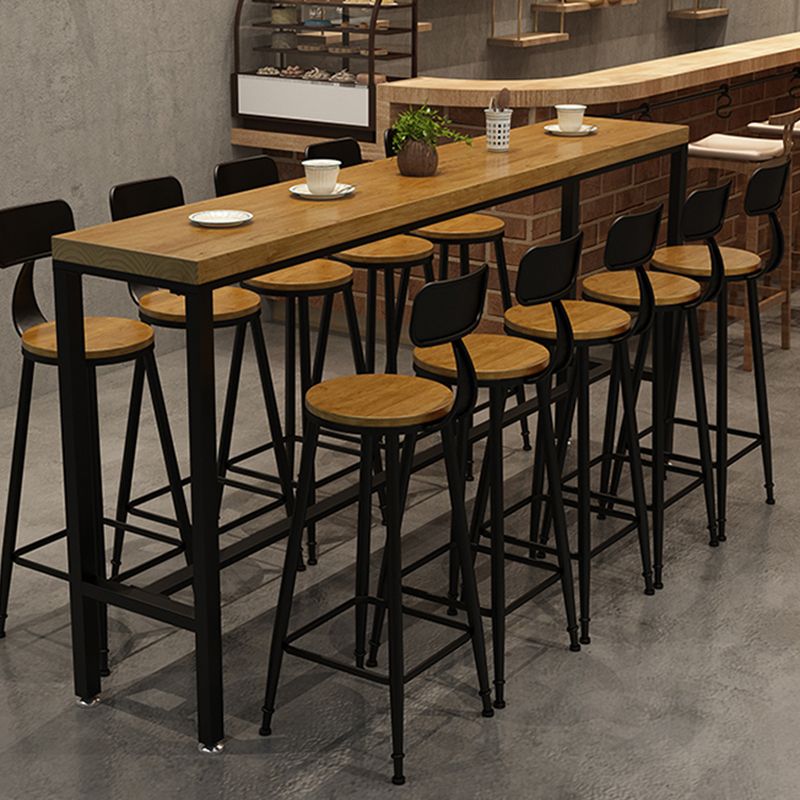 Industrial Bar Height Table Solid Wood Top Bistro Pub Table with Trestle Base