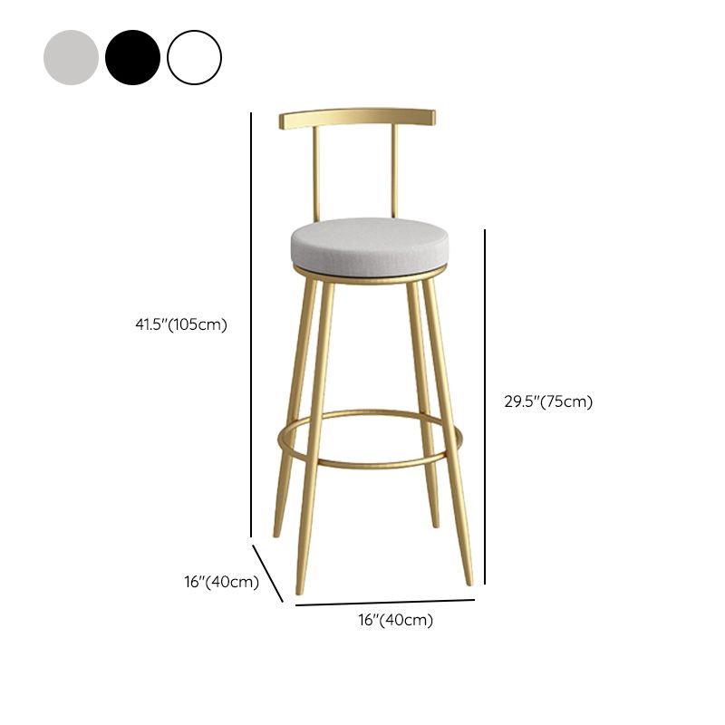 Glam Faux Leather Dining Stools Upholstered Bar Stools with Metal Base