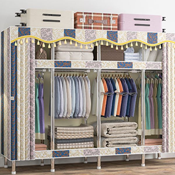 Freestanding Metal Frame Wardrobe Modern Removable Wardrobe with Legs