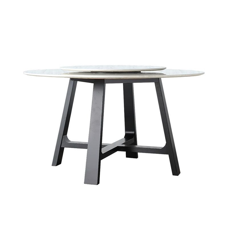 Marble Dining Table Set 1/4/5 Pcs Round Dining Table and Solid Wood Frame Chairs