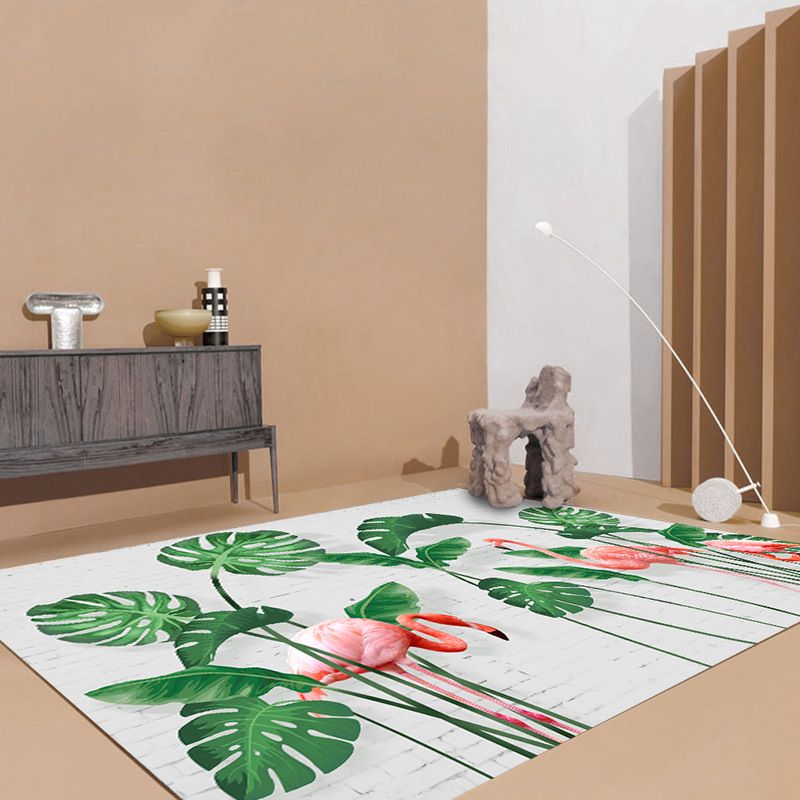 Contemporary Decoration Rug Multicolored Plant Printed Indoor Rug Synthetics Non-Slip Backing Easy Care Carpet