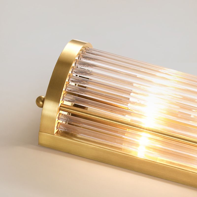 Luces de apliques cilíndricos cristalínicos transparentes Estilo moderno Lámpara de montaje de pared de 2 luces en oro