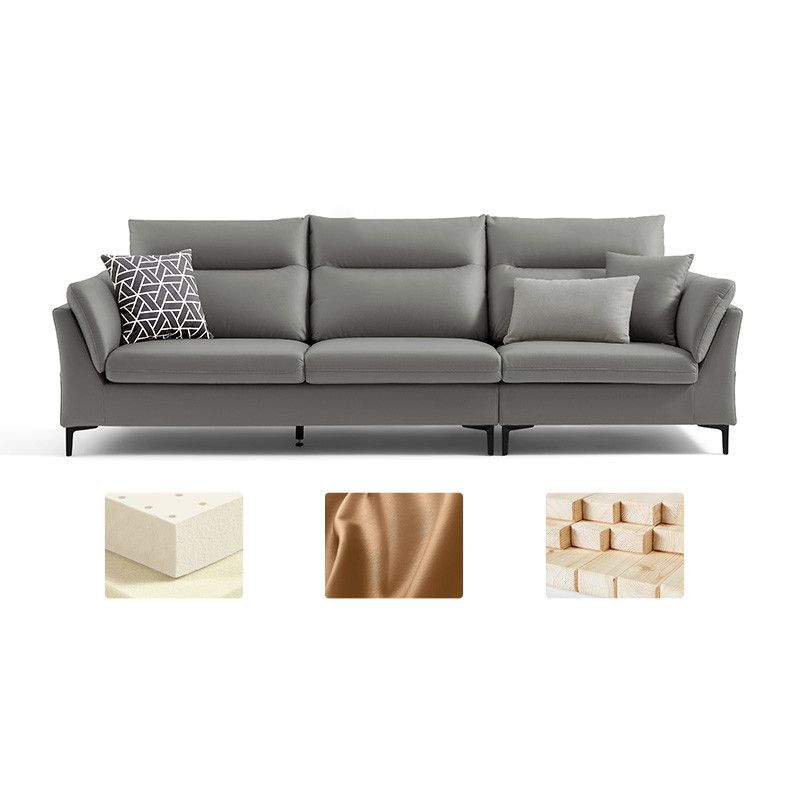 Pillow Top Arm Seating Faux Leather Sofa Contemporary Cushions