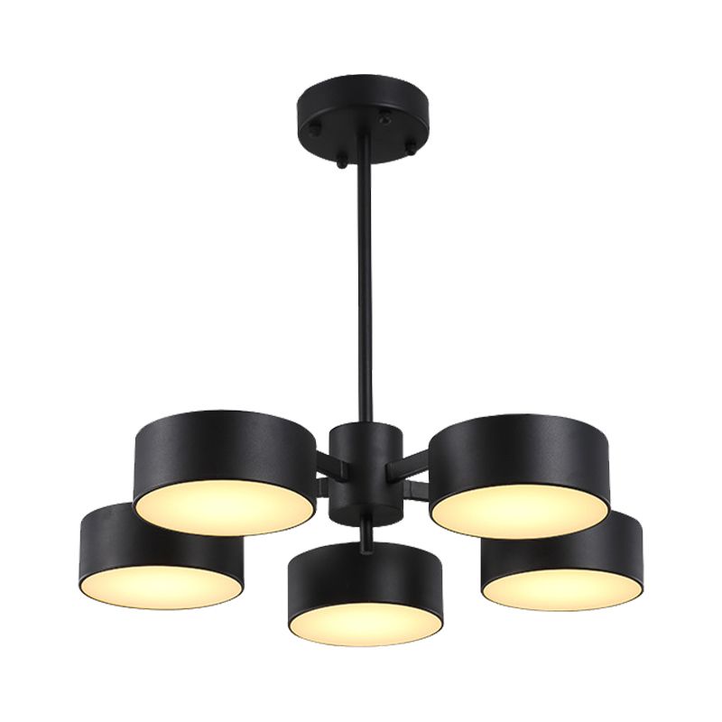 Drum Pendant Light Post Modern Metal 3/5/6/10 Lights Black/Gold Chandelier Light for Living Room