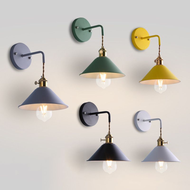 Modern Style Cone Wall Mounted Lamps Metal 1 Light Wall Lighting Ideas