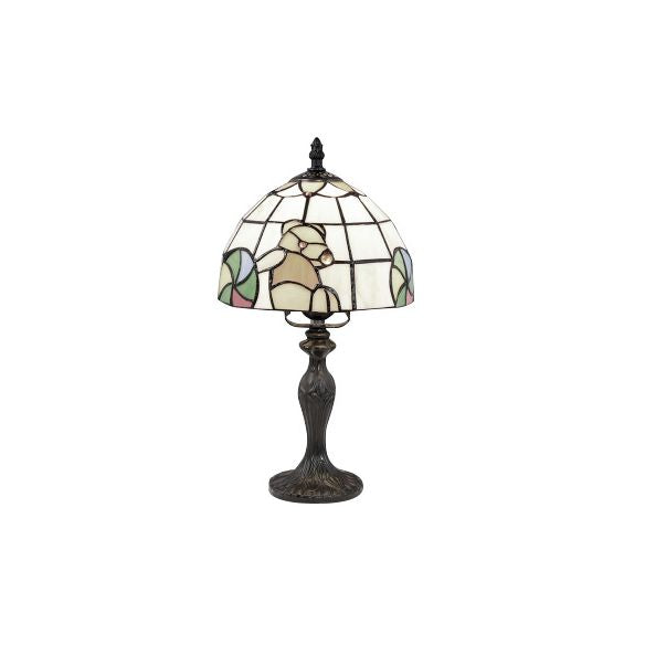 Luz de escritorio de flores vívidas con rosa/mariposa/oso/santa Claus Patrón Tiffany Lámpara de escritorio de vidrieras rústicas para sala de estudio