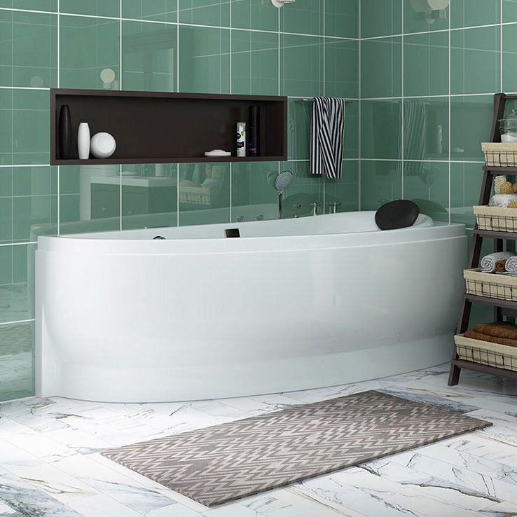 Free Form Bathroom Soaking Bathtub Back to Wall with Drain Tub
