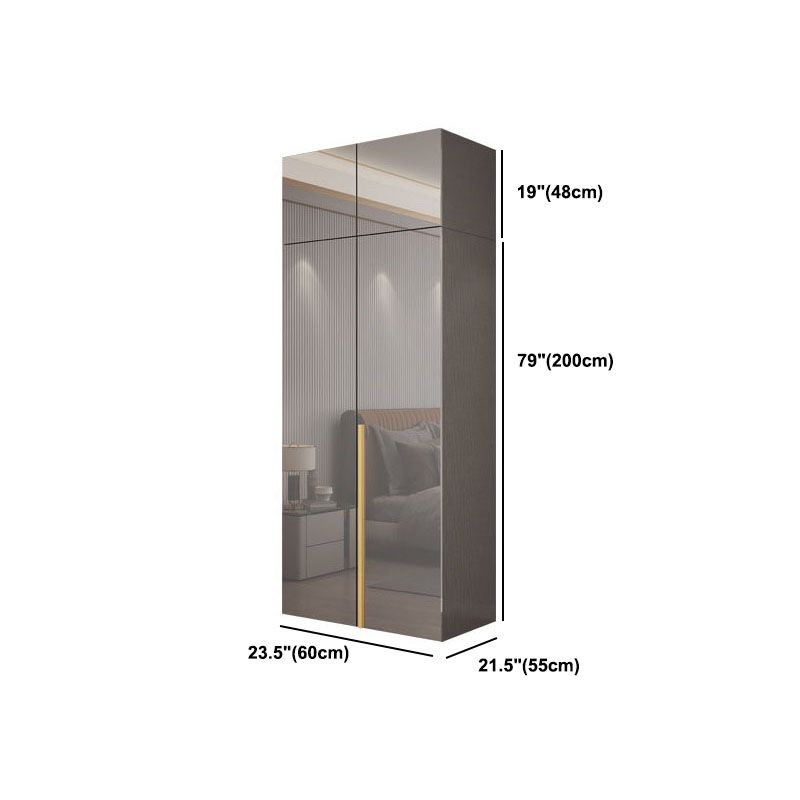 Contemporary Style Wood Wardrobe Gray Colour 1-Drawer Wardrobe Closet for Home