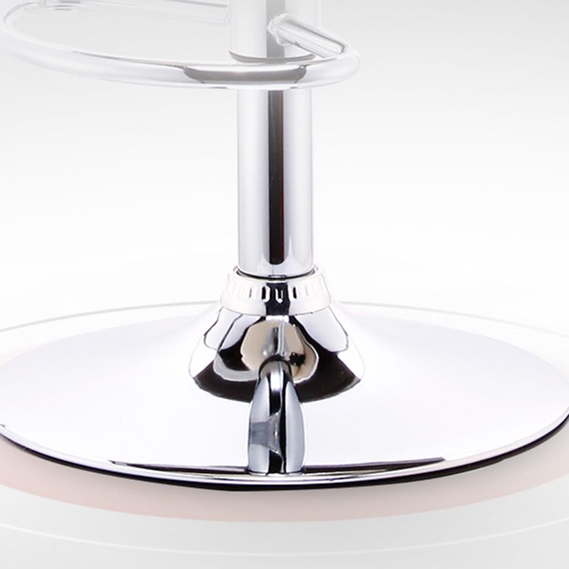 Contemporary Metal Bar Stool Low Back Turntable Faux Leather Cushion Footrest Stool