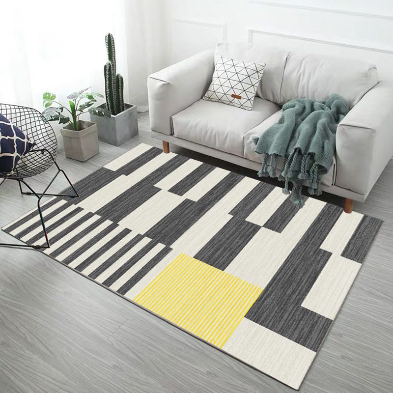 Modern Rug Polyester Geometric Carpet Non-Slip Backing Indoor Rug for Living Room