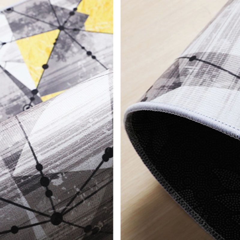 Yellow Graphic Rug Polyester Modern Area Rug Non-Slip Backing Rug for Living Room