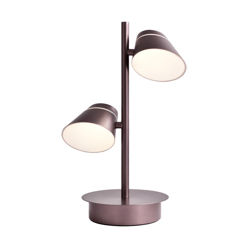 Swivelable Angled Cone Shade Night Lamp Modern Metal Single Bedside Table Lighting in Coffee