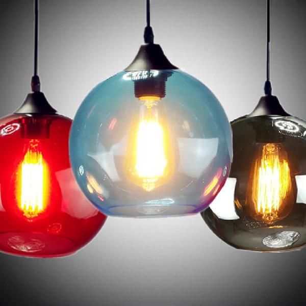 Luce a ciondolo globale industriale 1 luce 8 "/10" larga grigio/rosso/blu lampada sospesa in nero