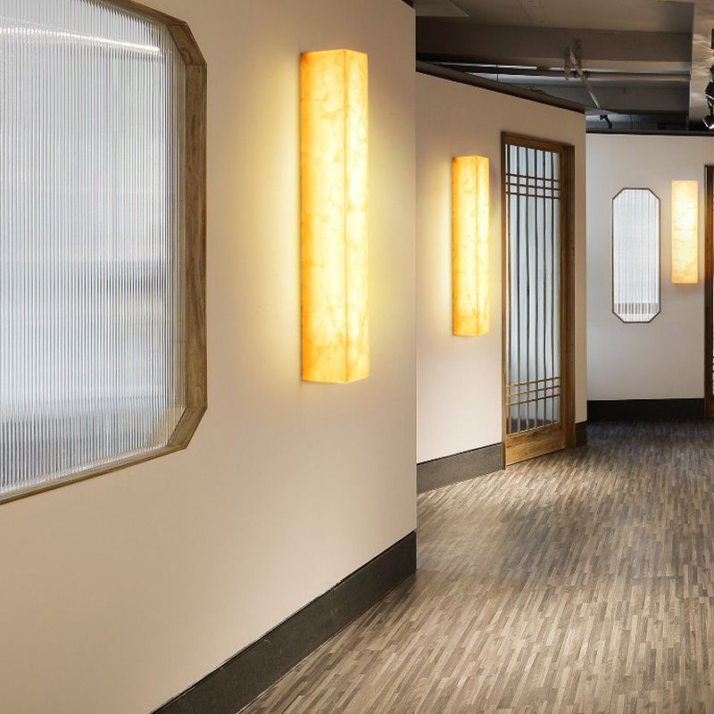 Modern Style Mica Wall Light White Cuboid Shape Wall Sconce for Bedroom