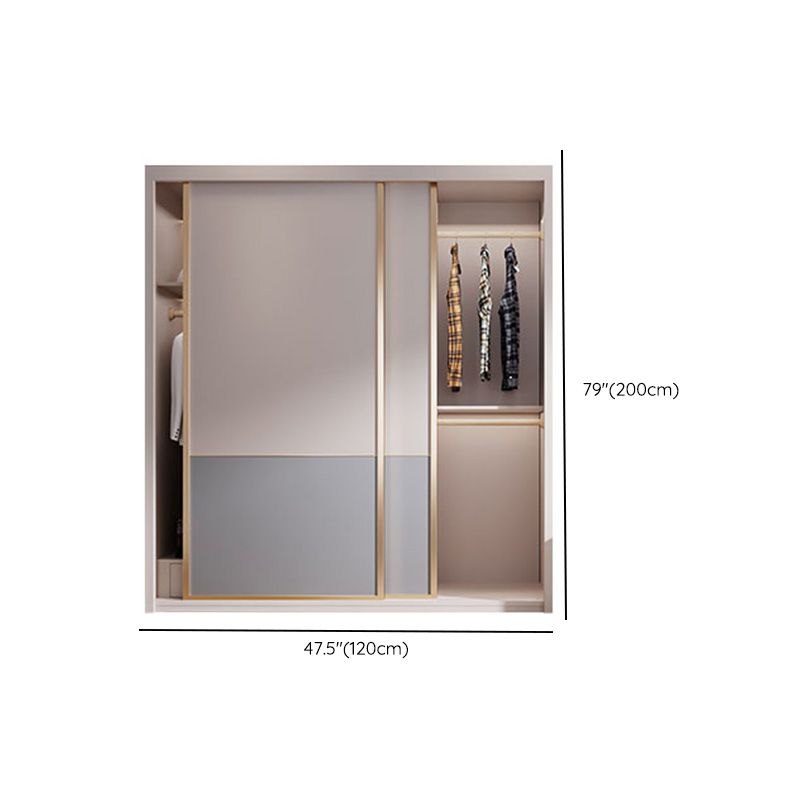 Bedroom Wooden Wardrobe Armoire Coastal Style Sliding Doors Storage Cabinet