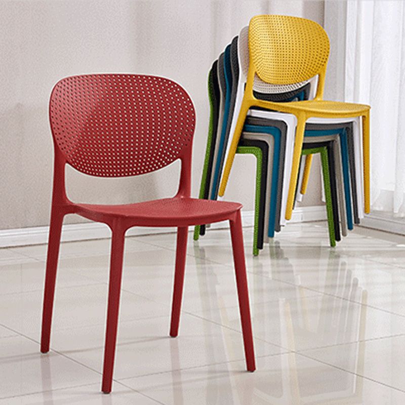 Silla lateral moderna de plástico para interior y exterior, silla lateral de comedor con respaldo abierto para el hogar