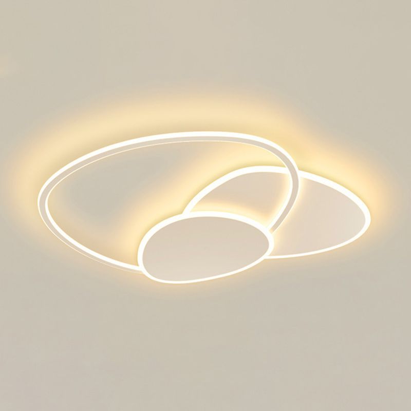 Modern Style Geometry Ceiling Lights Metal 3 Light Ceiling Lamps for Bedroom in White