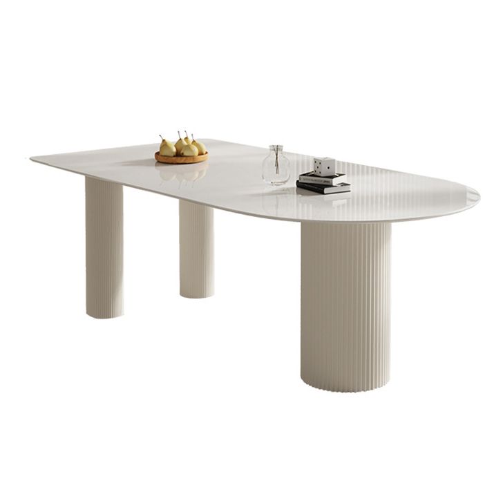 Freeform Solid Wood Dining Table Modern White Furniture with Tripod Base for Apartment