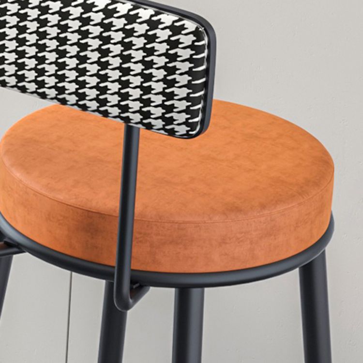 Modern Backrest Armless Counter Stool Iron Kitchen Bar Stool with Velvet Cushion