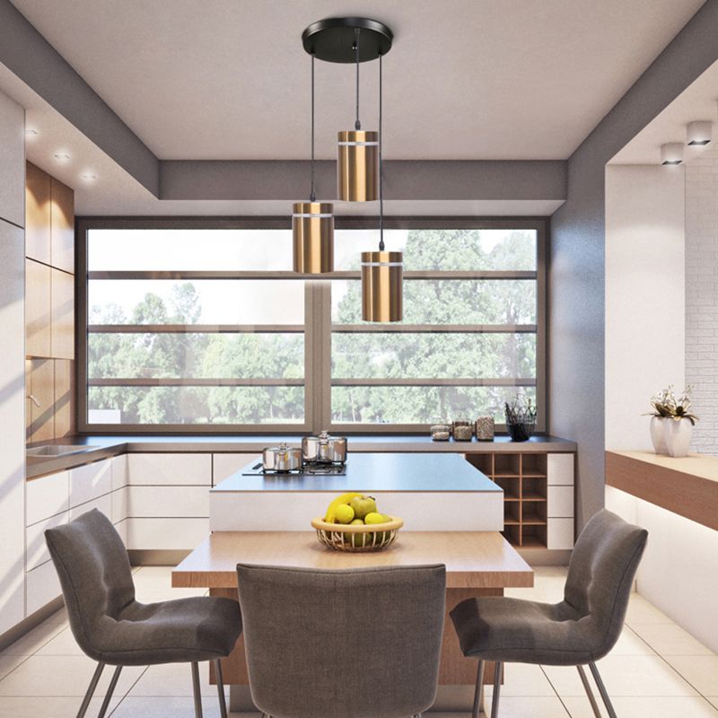 Cilindervorm eetkamer hanger aluminium 1-licht postmodern hangend licht in messing