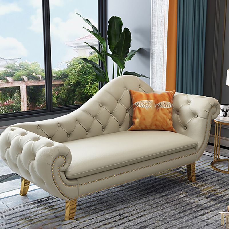Traditional Leather Accent Chair One Armed Rolled Arms Chaise