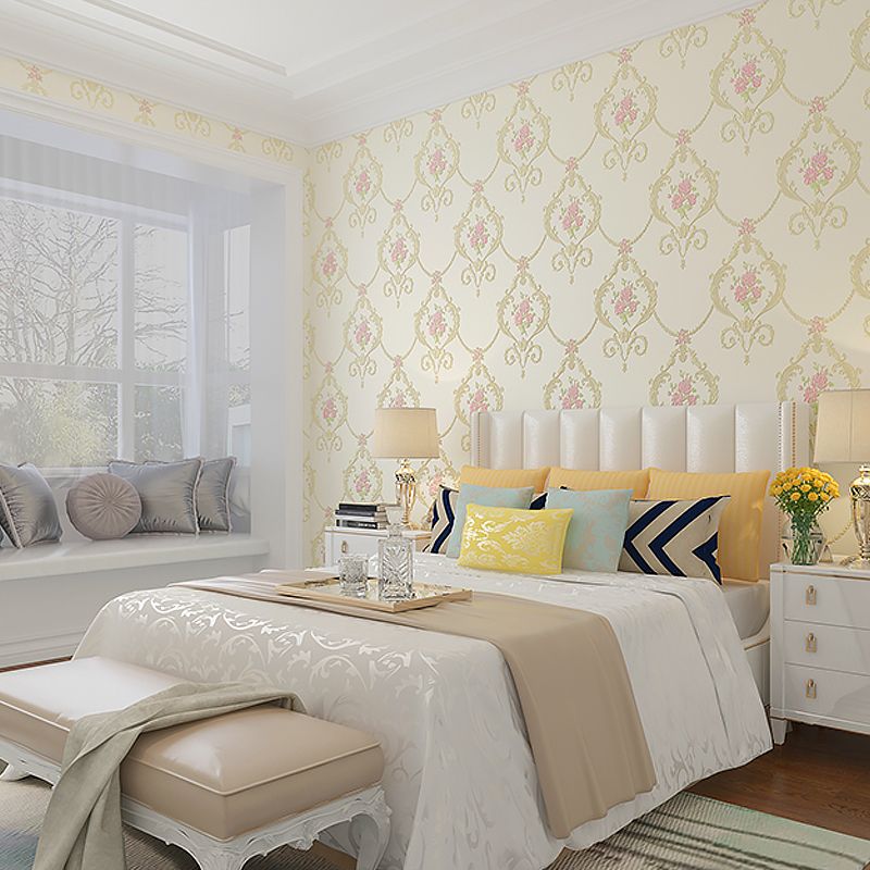 54.2-sq ft Embroidered Flower Wallpaper Soft-Color Non-Woven Wall Decor with Moisture Resistant Design