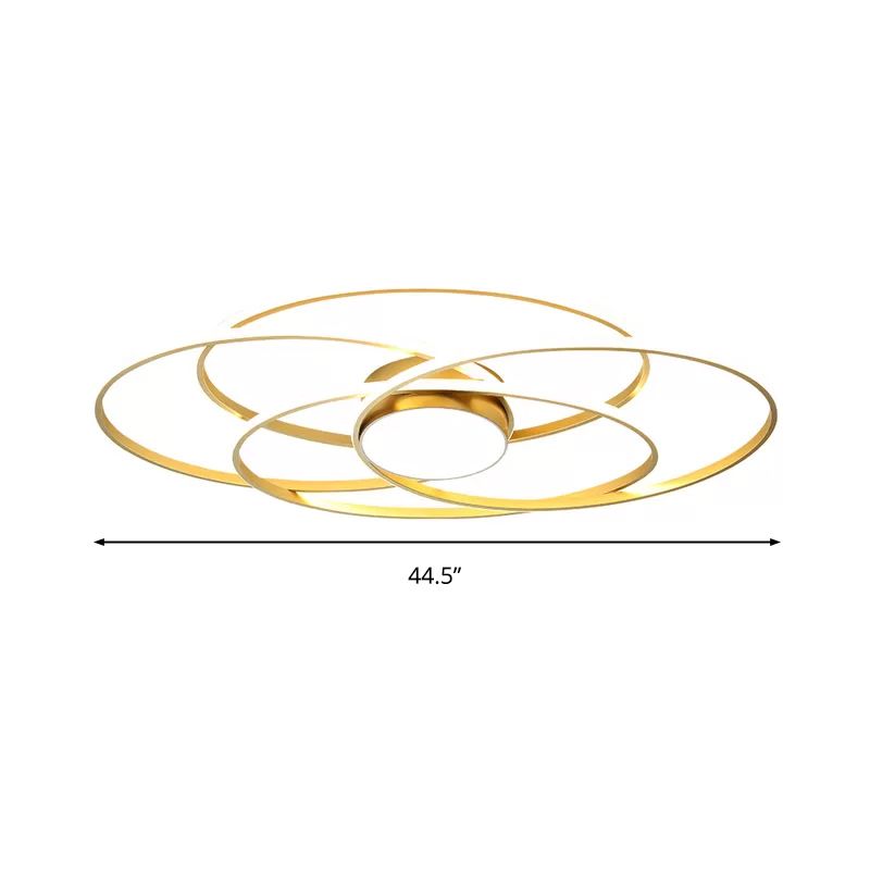 Cirkelring-inbouwlamp, moderne metalen woonkamer LED-plafondarmatuur in goud, warm/wit licht