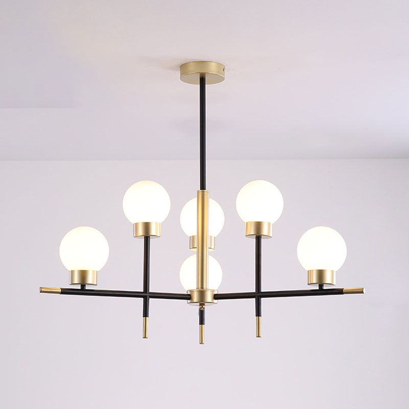 Postmoderne Metallkronleuchter Multi -Licht -Deckenkraut mit Glasschatten für Esszimmer