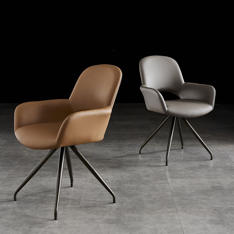 El cuero del estilo minimalista que cena las sillas abre la silla lateral tapizada que cena con la parte posterior