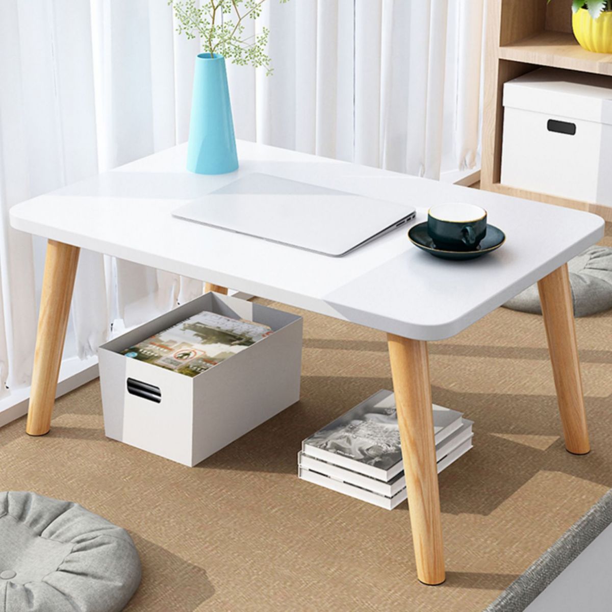 Rectangular Writing Desk with Artificial Wood Face and Wood Legs