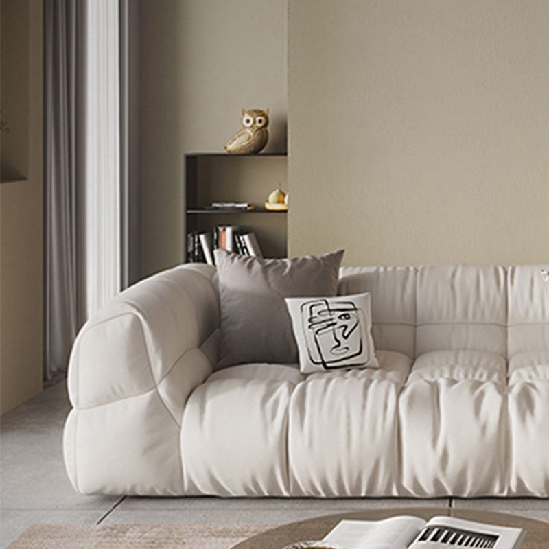 Contemporary White Cushions Tuxedo Arm Living Room Standard Settee