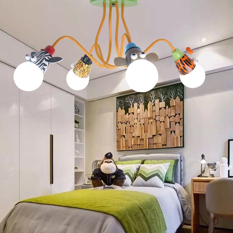 Gelbe Oktopus Flush Mount Leichte Cartoon Metall Halbblöcke Deckenleuchte mit tierischer Steckdose