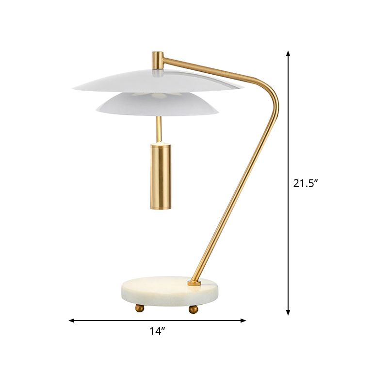 Tubo de lujo Metal Nightsand Light 2 Heads Sala de estar Led Mesa Night Table Iluminación en blanco