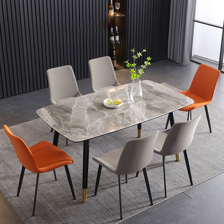 Contemporary Style Dining Chairs Kitchen Armless Side Chair with Metal Legs (Set of 2)