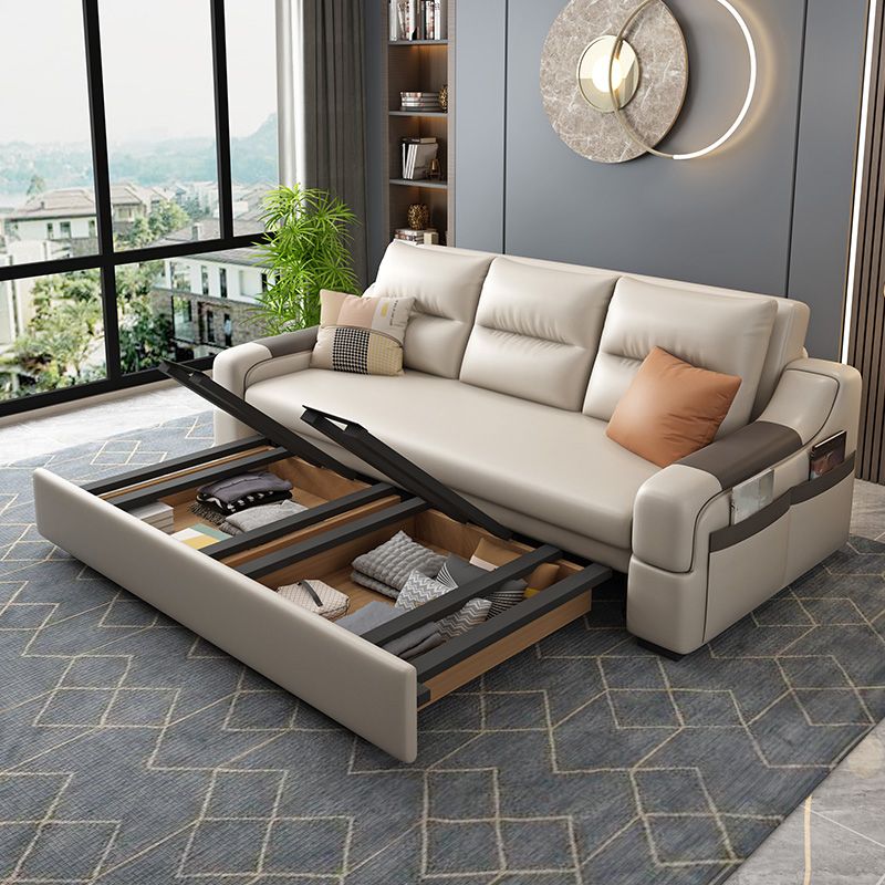 Contemporary Foldable Futon Sleeper White Futon Sleeper Sofa with Storage