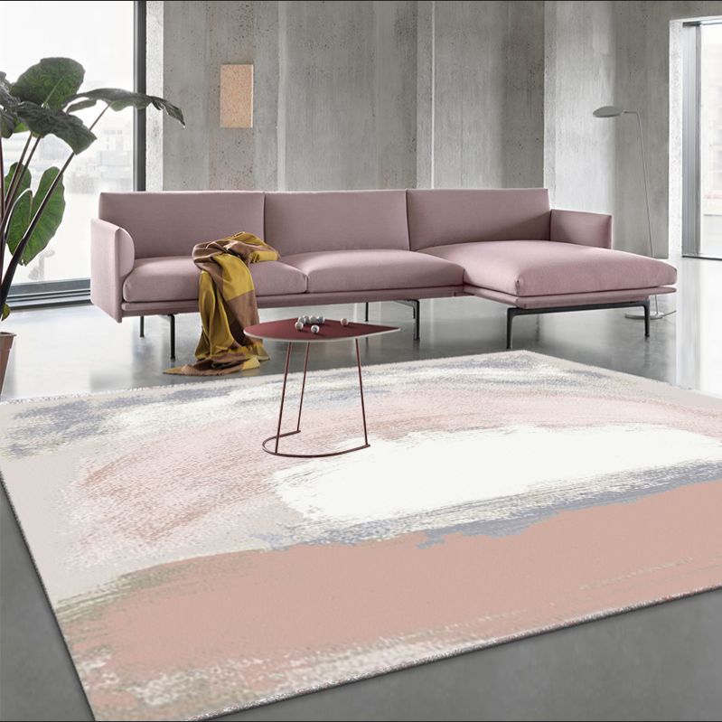 Multi Color Funky Rug Polypropylene Geo Pattern Indoor Rug Anti-Slip Backing Stain-Resistant Carpet for Living Room