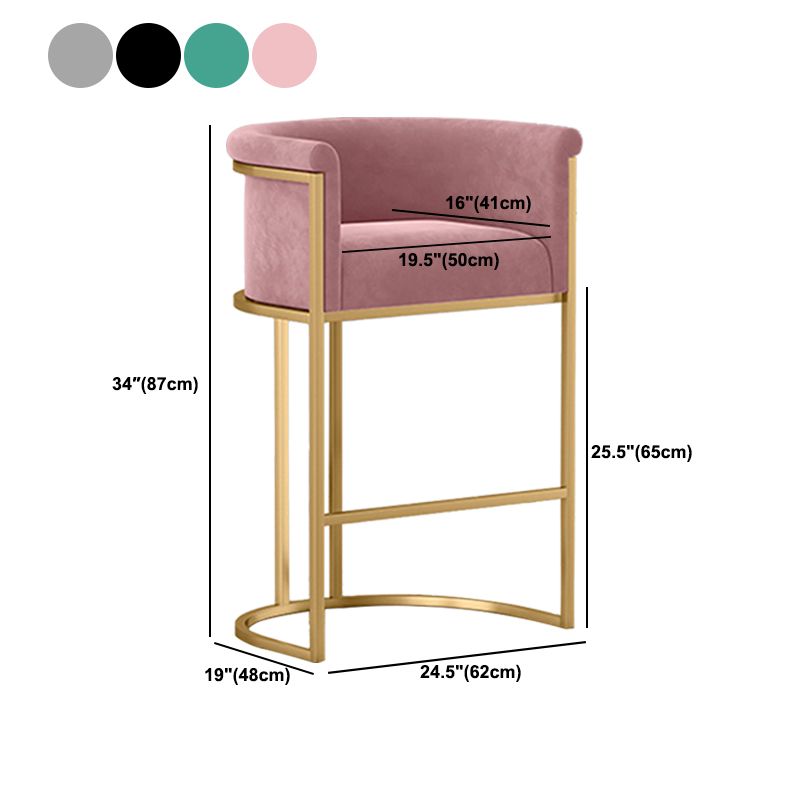 Scandinavian Footrest Upholstered Bar Stool Coffee Shop Low Back Counter Bar Stool
