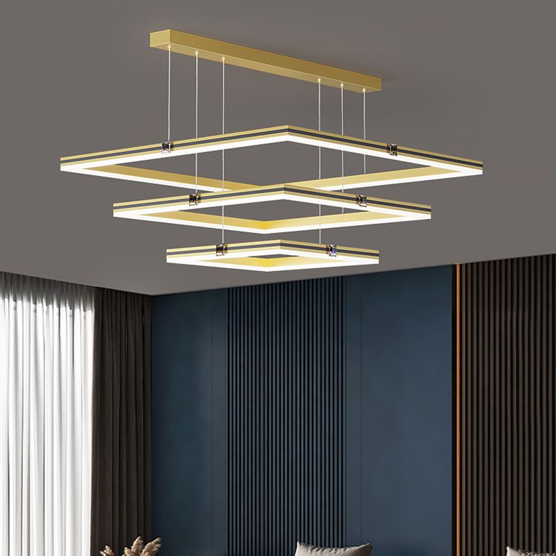 Modern 3-Tiered Chandelier Light Fixtures Metal LED Hanging Lamp for Living Room