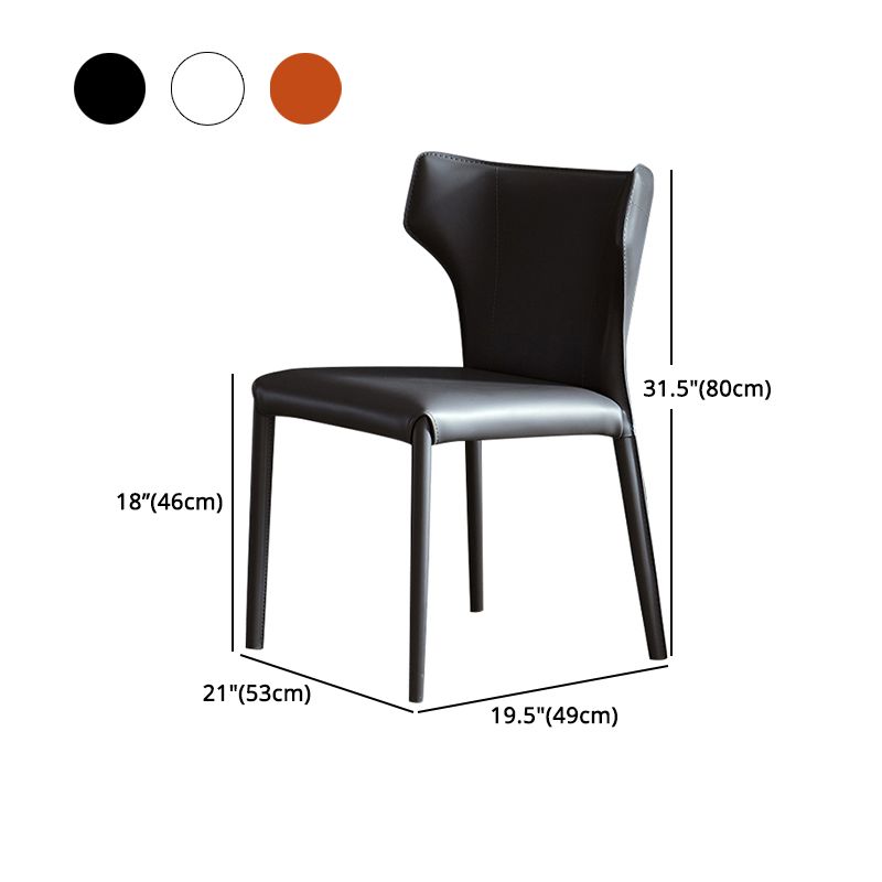 Matte Finish Wingback Dining Chair Designer Style Meeting Room Leather Side Chair