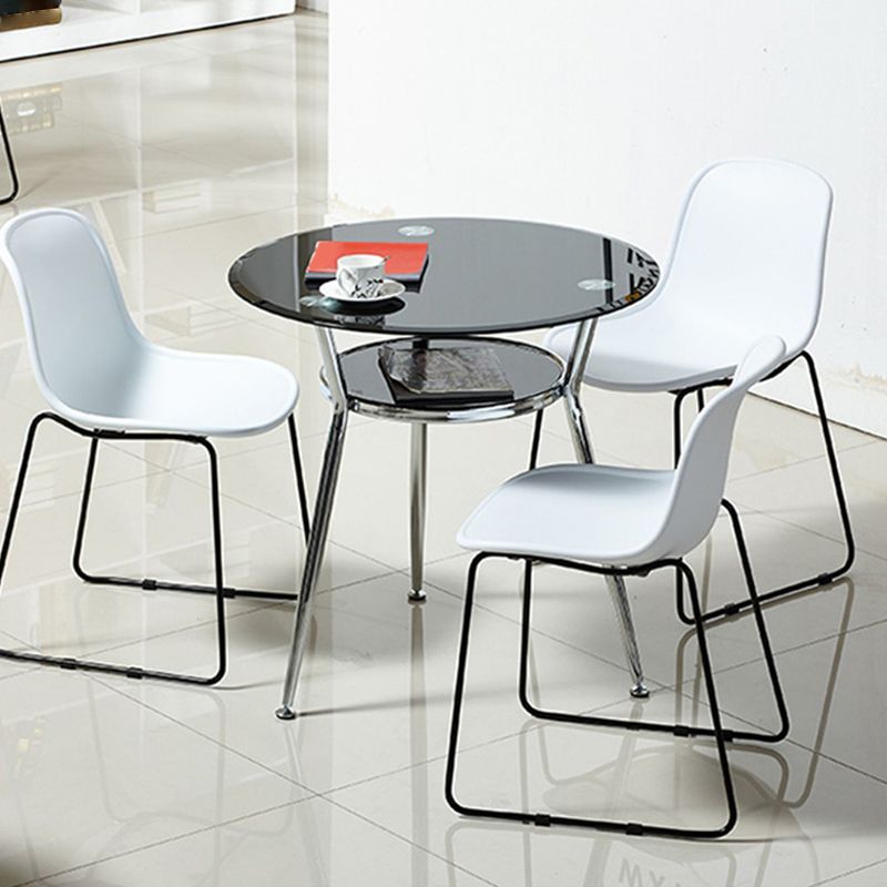 Round Glass Dining Room Collection Modern Style Tripod Base Furniture for Home