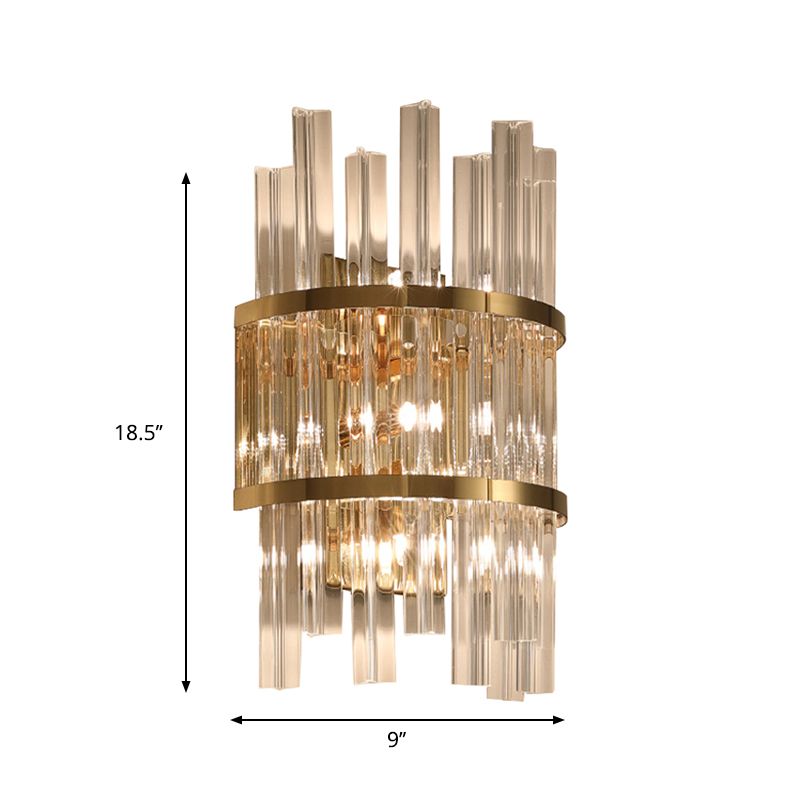 Clear Crystal Prism Sconce Lighting Modern 3 Lights Chrome/Gold Finish Wall Mounted Lamp for Living Room