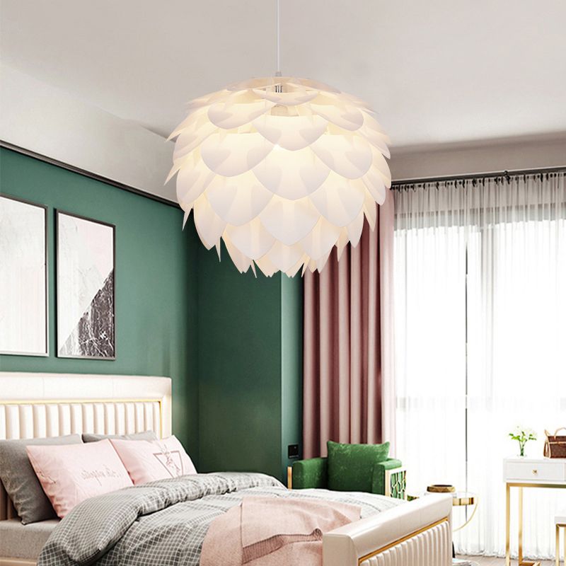 Pinecone Acrylic Pendant Lighting Simplicity Style White Hanging Ceiling Light for Living Room